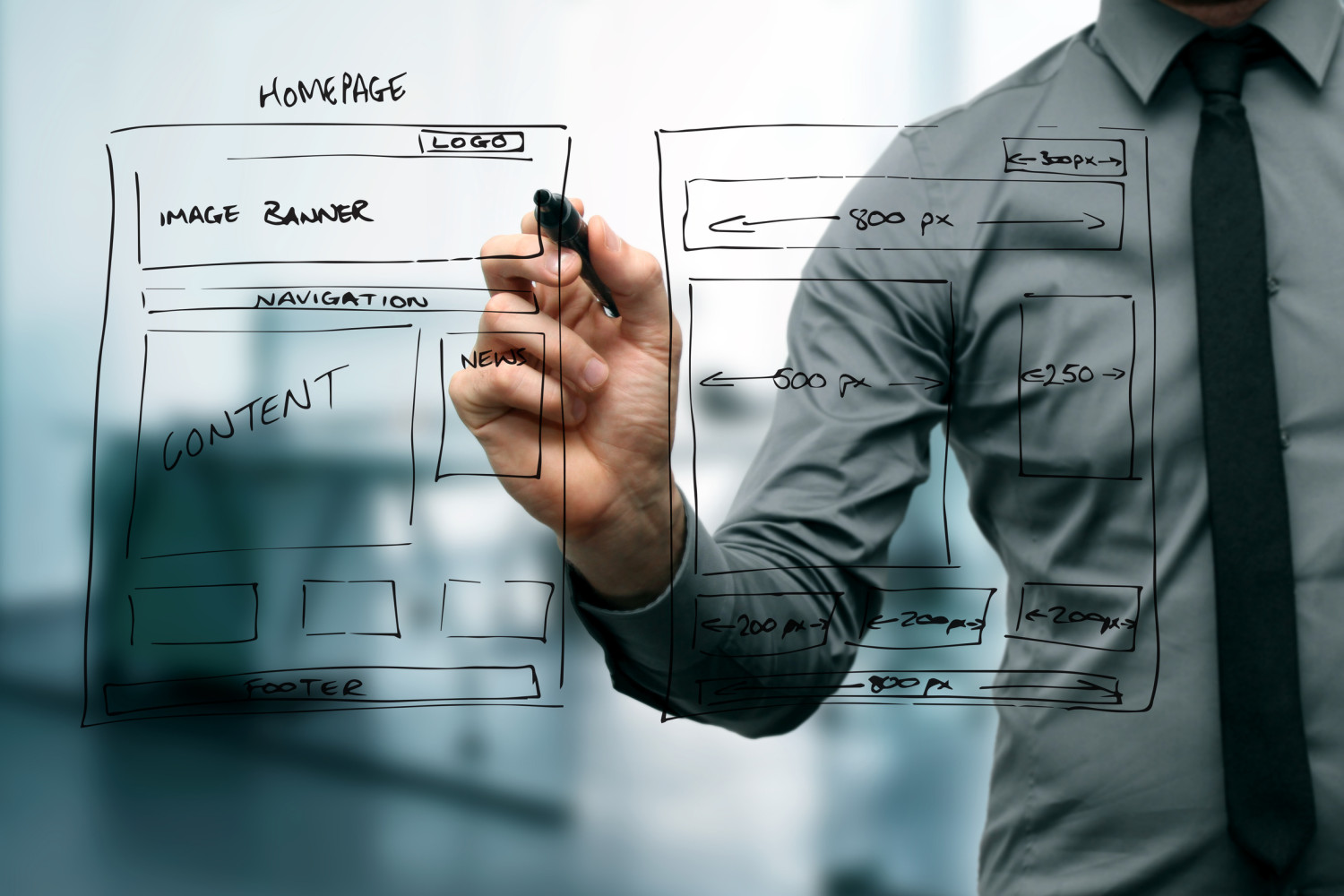 designer drawing website development wireframe O czym warto wiedzieć tworząc stronę WWW - zdjęcie nr 2